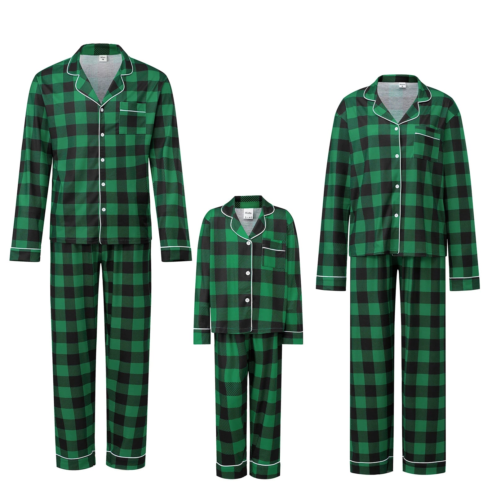 Christmas Family Pajamas Matching Set Long Sleeve Shirt with Pants Plaid Sleepwear Loungewear
