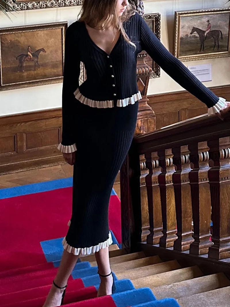 Elegant Sweater Skirt Set