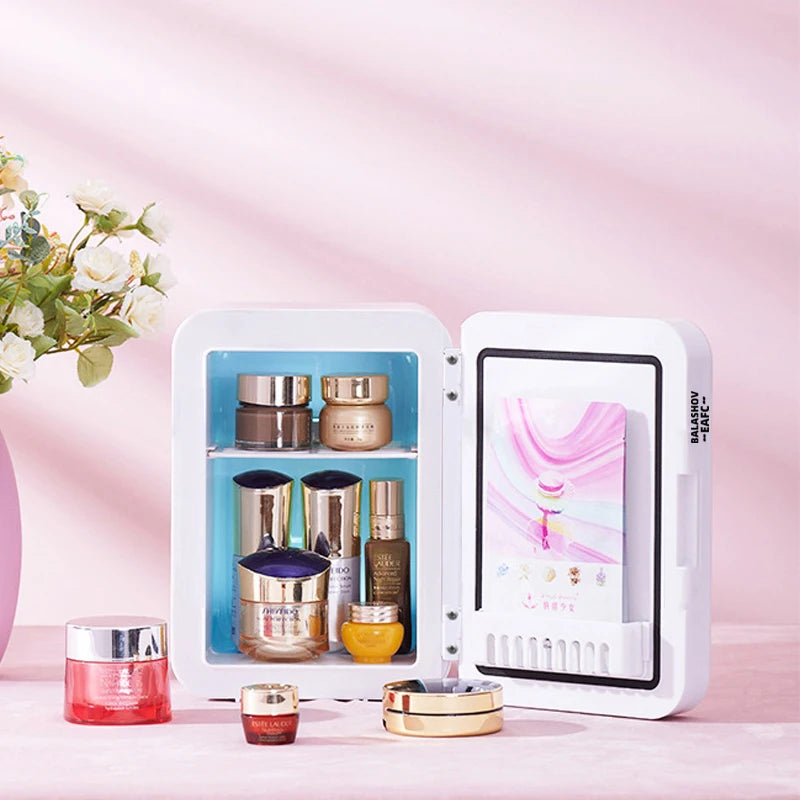 4L Mini Skincare Fridge With LED Light Mirror