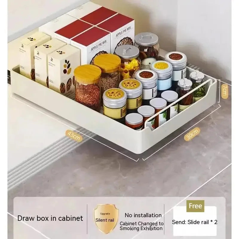 Kitchen Storage Rack with Slide Rails Pull-out  Drawer