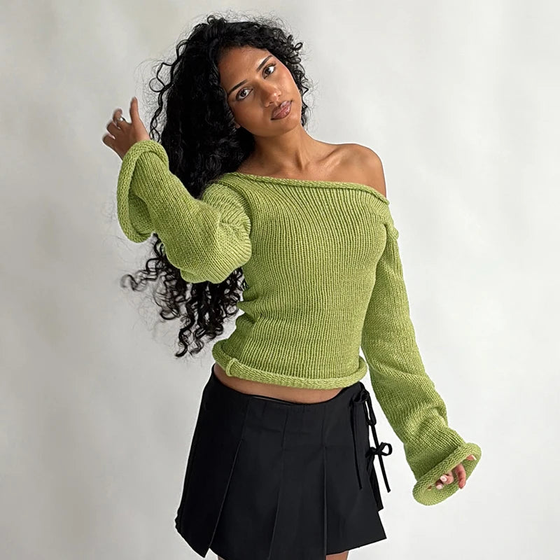 Amaya Off Shoulder Knitted Sweater