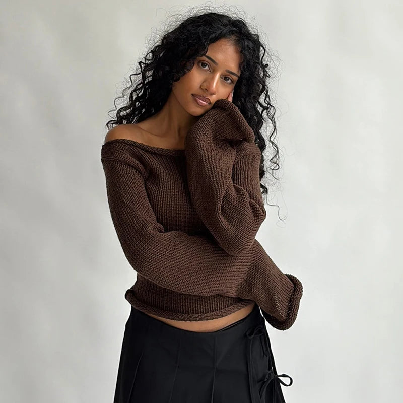 Amaya Off Shoulder Knitted Sweater