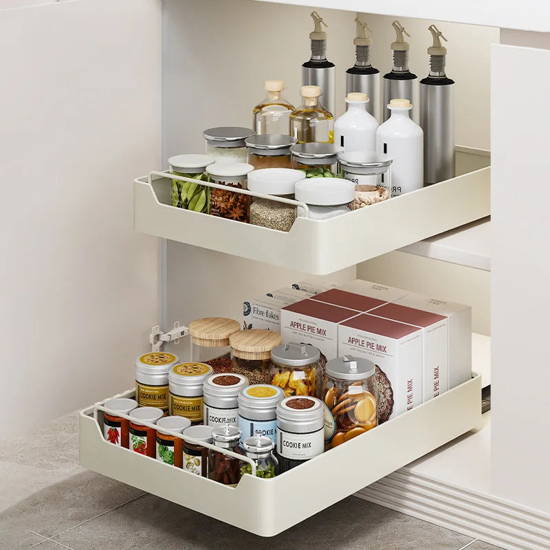 Kitchen Storage Rack with Slide Rails Pull-out  Drawer