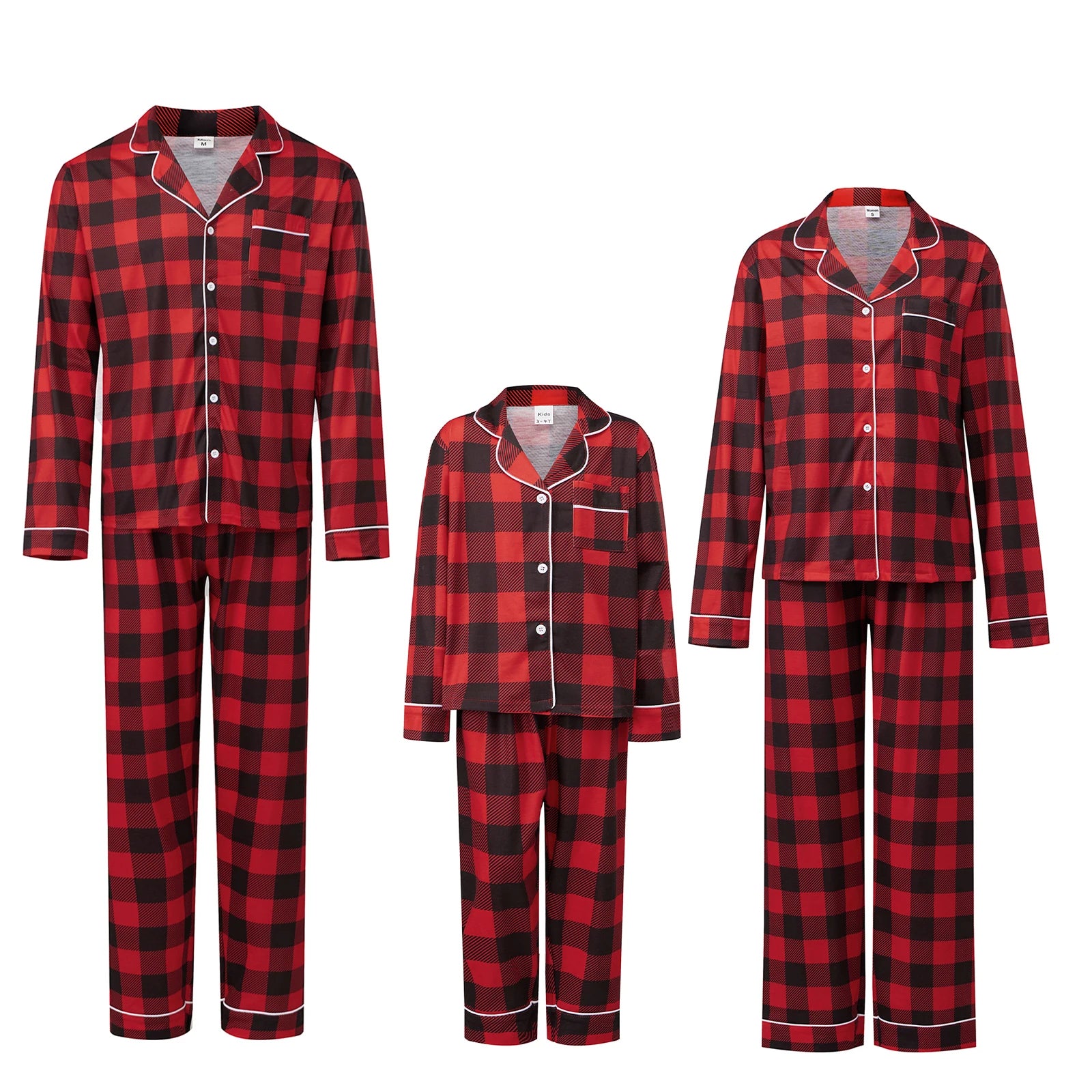 Christmas Family Pajamas Matching Set Long Sleeve Shirt with Pants Plaid Sleepwear Loungewear