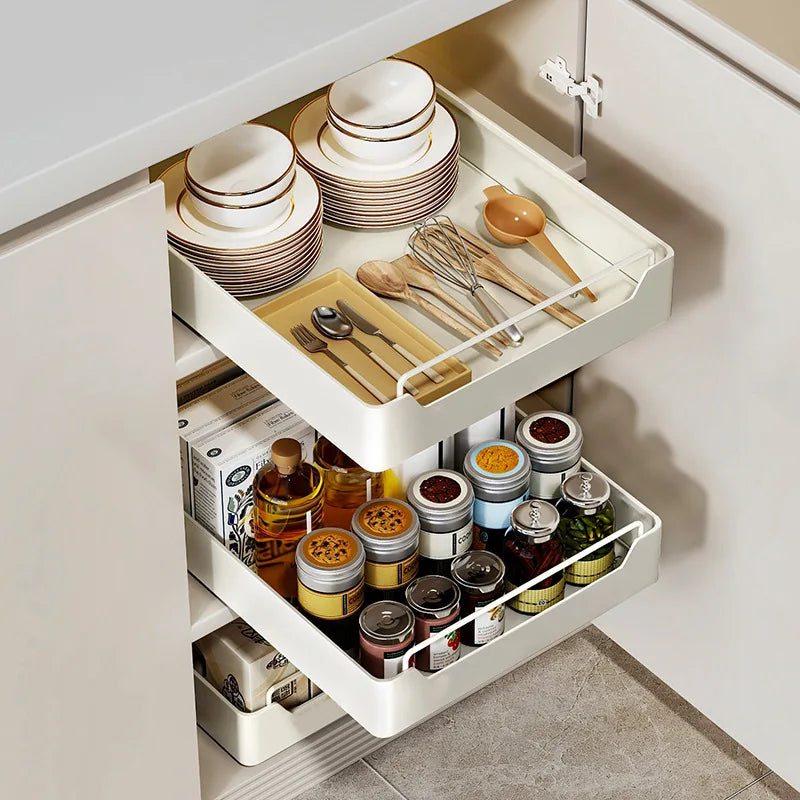 Kitchen Storage Rack with Slide Rails Pull-out  Drawer