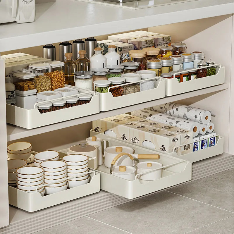 Kitchen Storage Rack with Slide Rails Pull-out  Drawer
