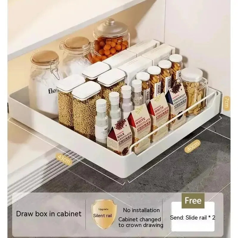 Kitchen Storage Rack with Slide Rails Pull-out  Drawer